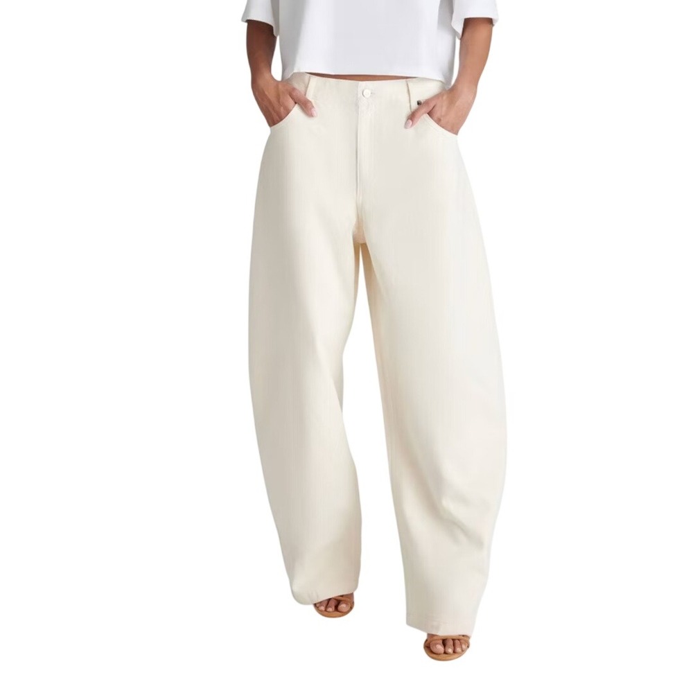 KBB by Kahlana Women's Cream High Waisted Barrel Leg Pants Size 00